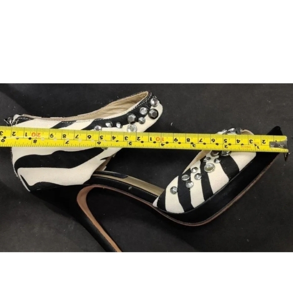 Jimmy Choo For H&M Suede Zebra Print With Studs & Rhinestones Stilettos Size 37 - Picture 7 of 12